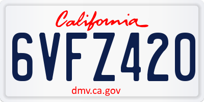 CA license plate 6VFZ420