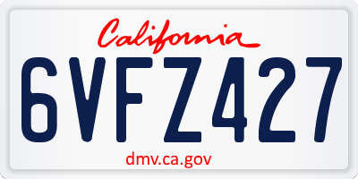 CA license plate 6VFZ427