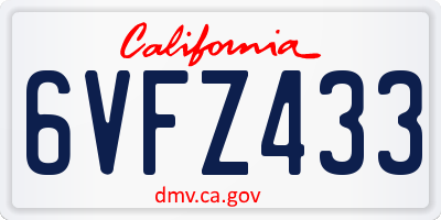 CA license plate 6VFZ433