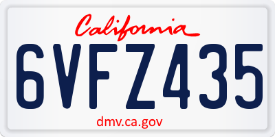 CA license plate 6VFZ435