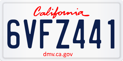 CA license plate 6VFZ441