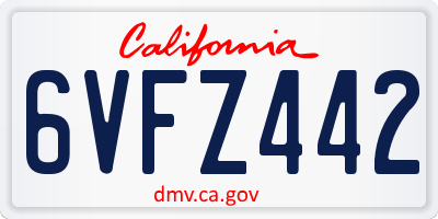 CA license plate 6VFZ442