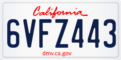 CA license plate 6VFZ443