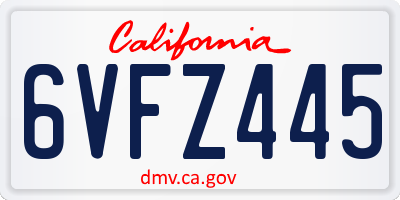 CA license plate 6VFZ445