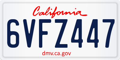 CA license plate 6VFZ447