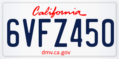 CA license plate 6VFZ450
