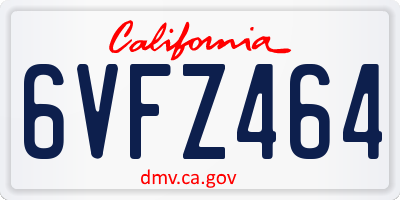 CA license plate 6VFZ464