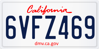CA license plate 6VFZ469