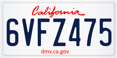 CA license plate 6VFZ475