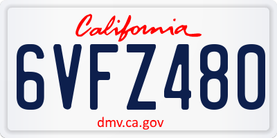 CA license plate 6VFZ480