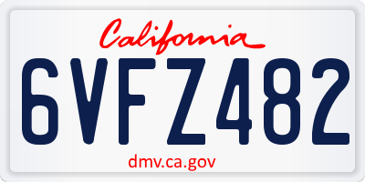 CA license plate 6VFZ482