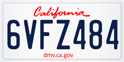 CA license plate 6VFZ484