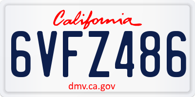 CA license plate 6VFZ486