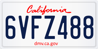 CA license plate 6VFZ488