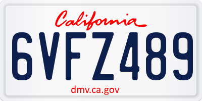 CA license plate 6VFZ489