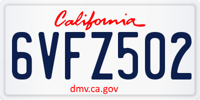 CA license plate 6VFZ502