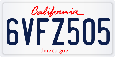 CA license plate 6VFZ505
