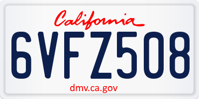 CA license plate 6VFZ508