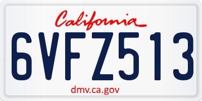 CA license plate 6VFZ513