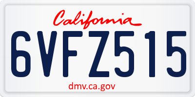CA license plate 6VFZ515
