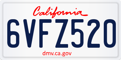 CA license plate 6VFZ520