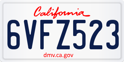 CA license plate 6VFZ523