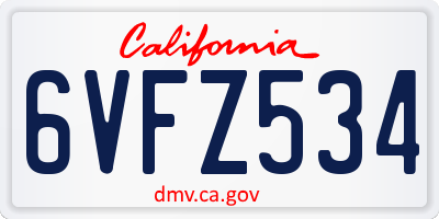 CA license plate 6VFZ534