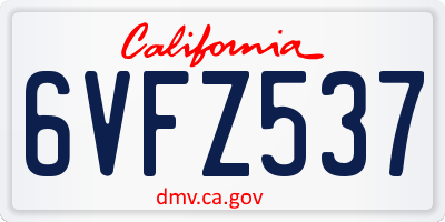 CA license plate 6VFZ537
