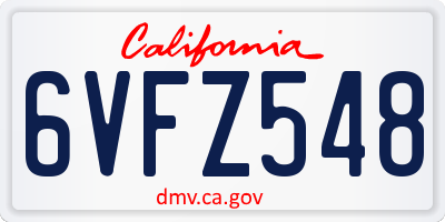 CA license plate 6VFZ548