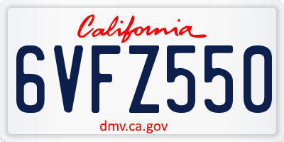 CA license plate 6VFZ550