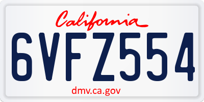 CA license plate 6VFZ554