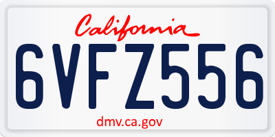 CA license plate 6VFZ556