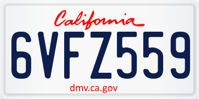CA license plate 6VFZ559