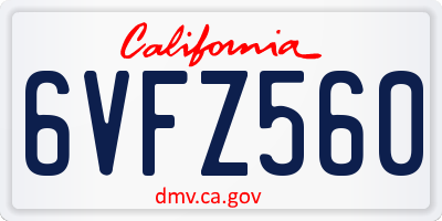 CA license plate 6VFZ560