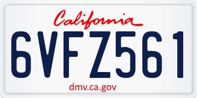 CA license plate 6VFZ561