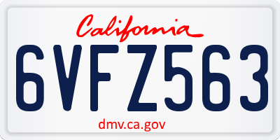 CA license plate 6VFZ563