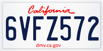 CA license plate 6VFZ572