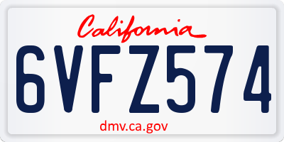 CA license plate 6VFZ574