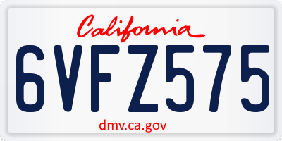 CA license plate 6VFZ575