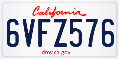 CA license plate 6VFZ576