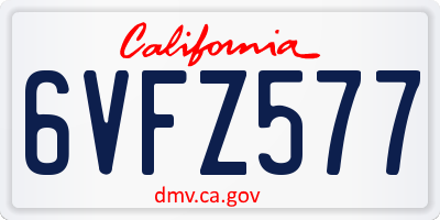 CA license plate 6VFZ577