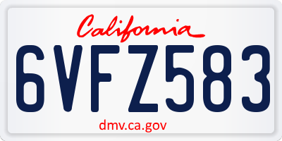 CA license plate 6VFZ583