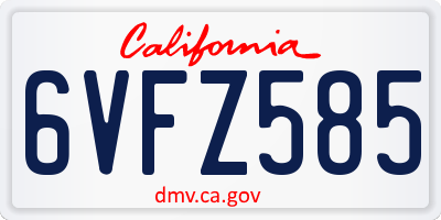 CA license plate 6VFZ585