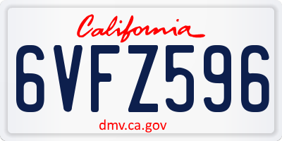 CA license plate 6VFZ596