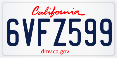 CA license plate 6VFZ599