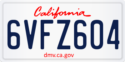 CA license plate 6VFZ604