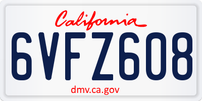 CA license plate 6VFZ608