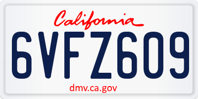 CA license plate 6VFZ609