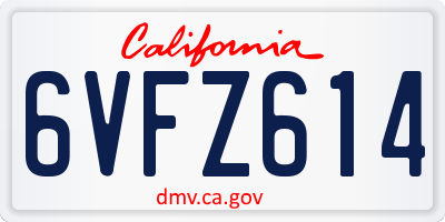CA license plate 6VFZ614