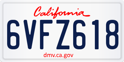 CA license plate 6VFZ618